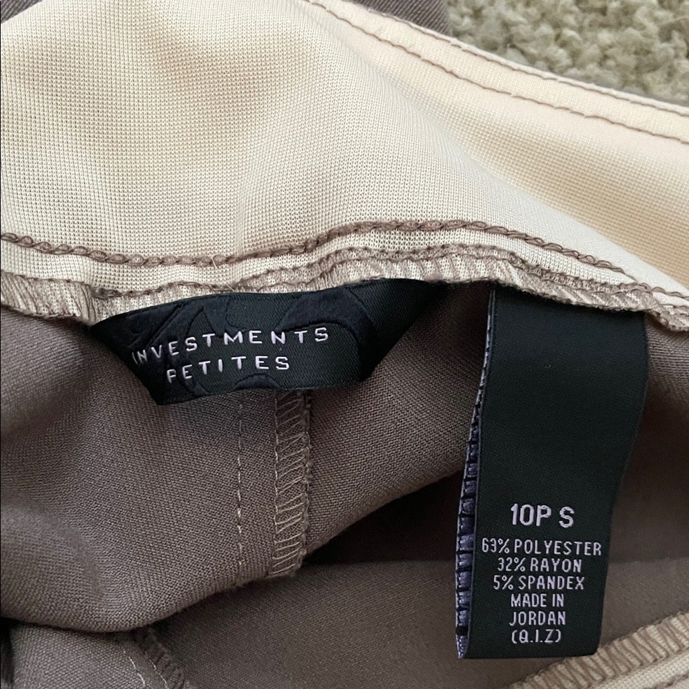 Investments Taupe Comfortable Petite Pull Up Dress Pants - Picture 2 of 2